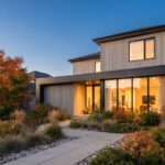 A modern Canadian home exterior lit at golden hour in autumn, representing an approved Ontario mortgage
