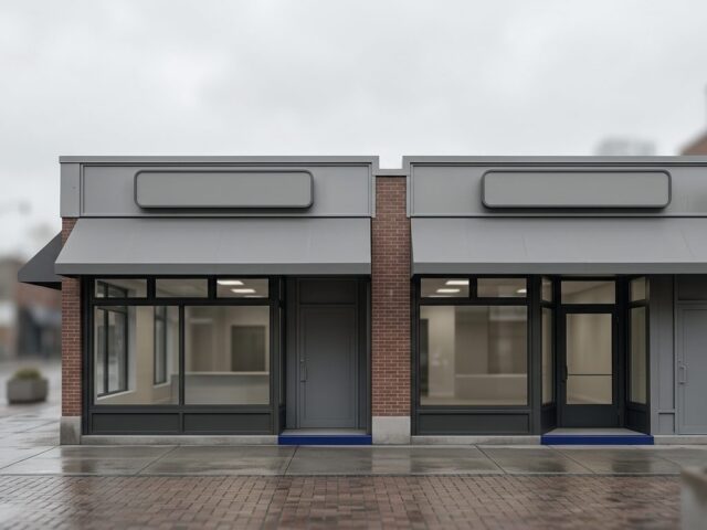 Two identical unbranded storefronts side by side, representing template websites that look interchangeable